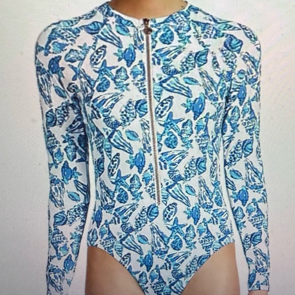 Lilly Pulitzer Other - Lilly Pulitzer, NWT, Blue and White Long Sleeve Swimsuit‎ size 6